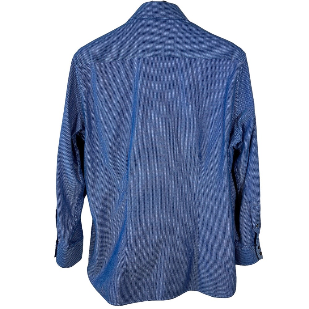 Lot of 3 Button Up Dress Shirts Mens Large Blue 100% Cotton Long Sleeves - Picture 3 of 13